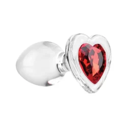 Aanbiedingen Masturbators Winkel 26 Adam & Eve Adam And Eve Red Heart Gem Glass Plug Medium
