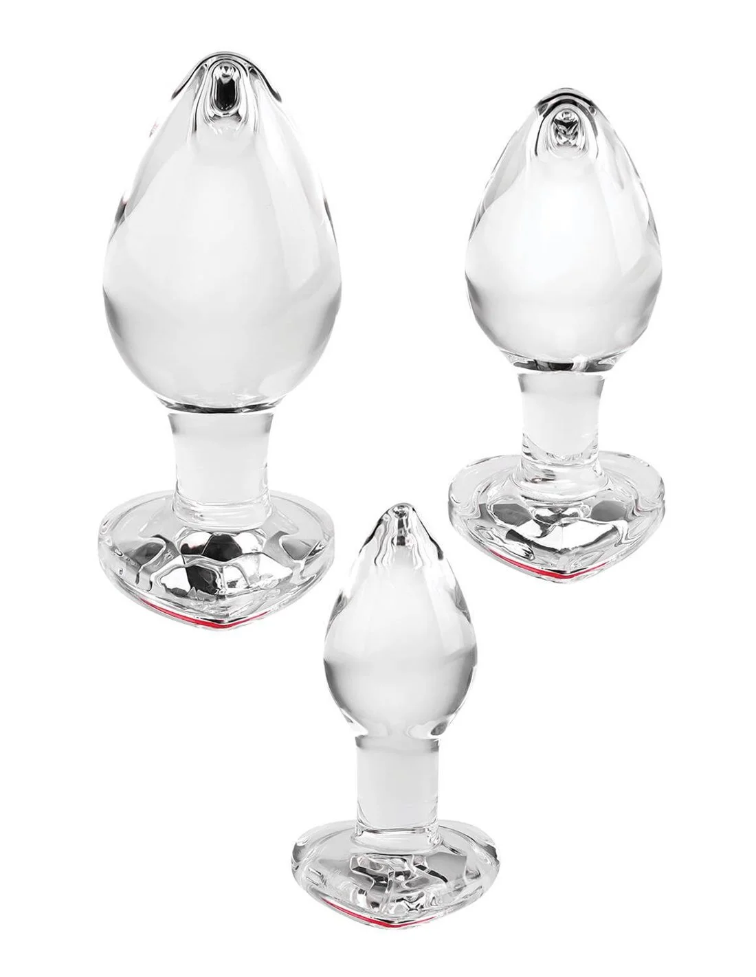 Adam & Eve Adam And Eve Red Heart Gem Glass Plug Set 2 Adam & Eve Adam And Eve Red Heart Gem Glass Plug Set - Afbeelding 2