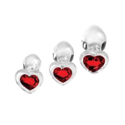 Aanbiedingen Masturbators Winkel 28 Adam & Eve Adam And Eve Red Heart Gem Glass Plug Set