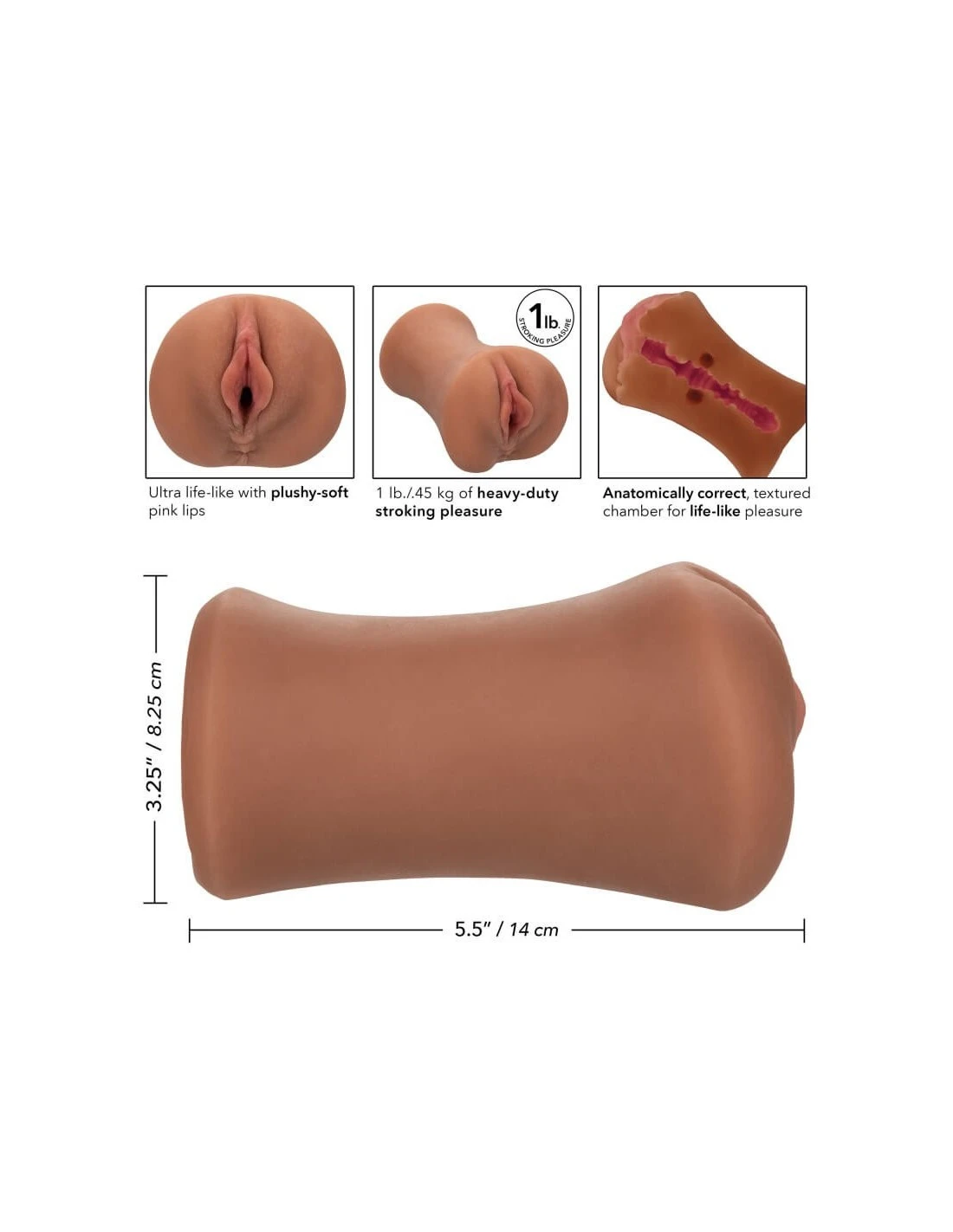 California Exotic Novelties CalExotics Stroke It Tight Pussy Brown 2 California Exotic Novelties CalExotics Stroke It Tight Pussy Brown - Afbeelding 2