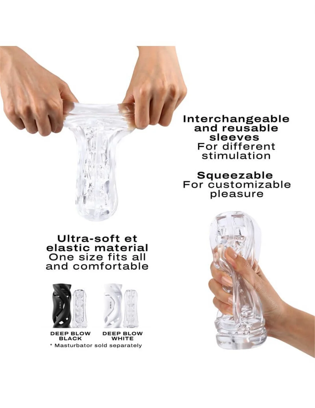 Dorcel Deep Blow Multi Sensation Sleeve For Masturbator Transparent 4 Dorcel Deep Blow Multi Sensation Sleeve For Masturbator Transparent - Afbeelding 4