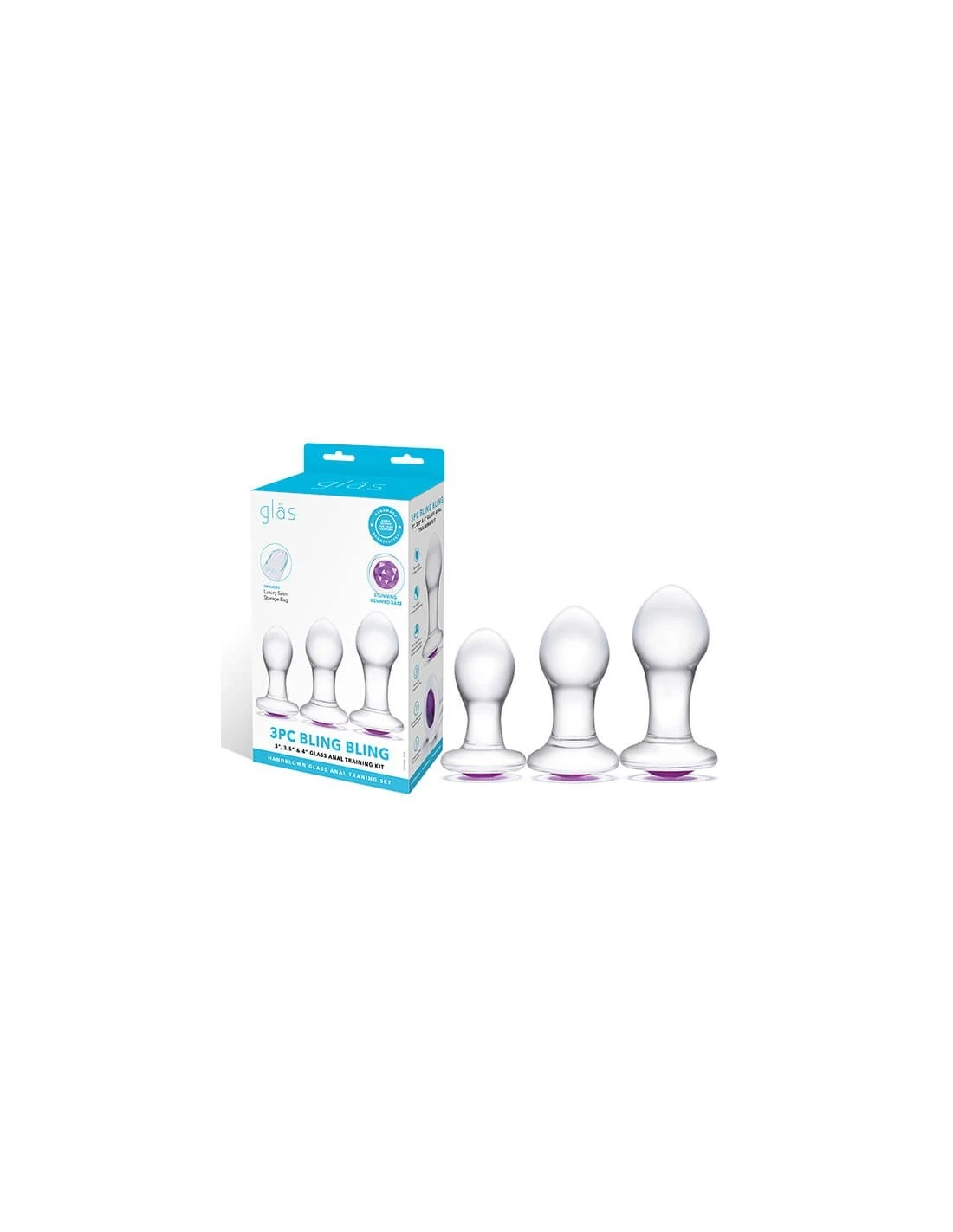 Gläs Glas Bling Bling Glass 3pc Anal Training Kit 6 Gläs Glas Bling Bling Glass 3pc Anal Training Kit - Afbeelding 6