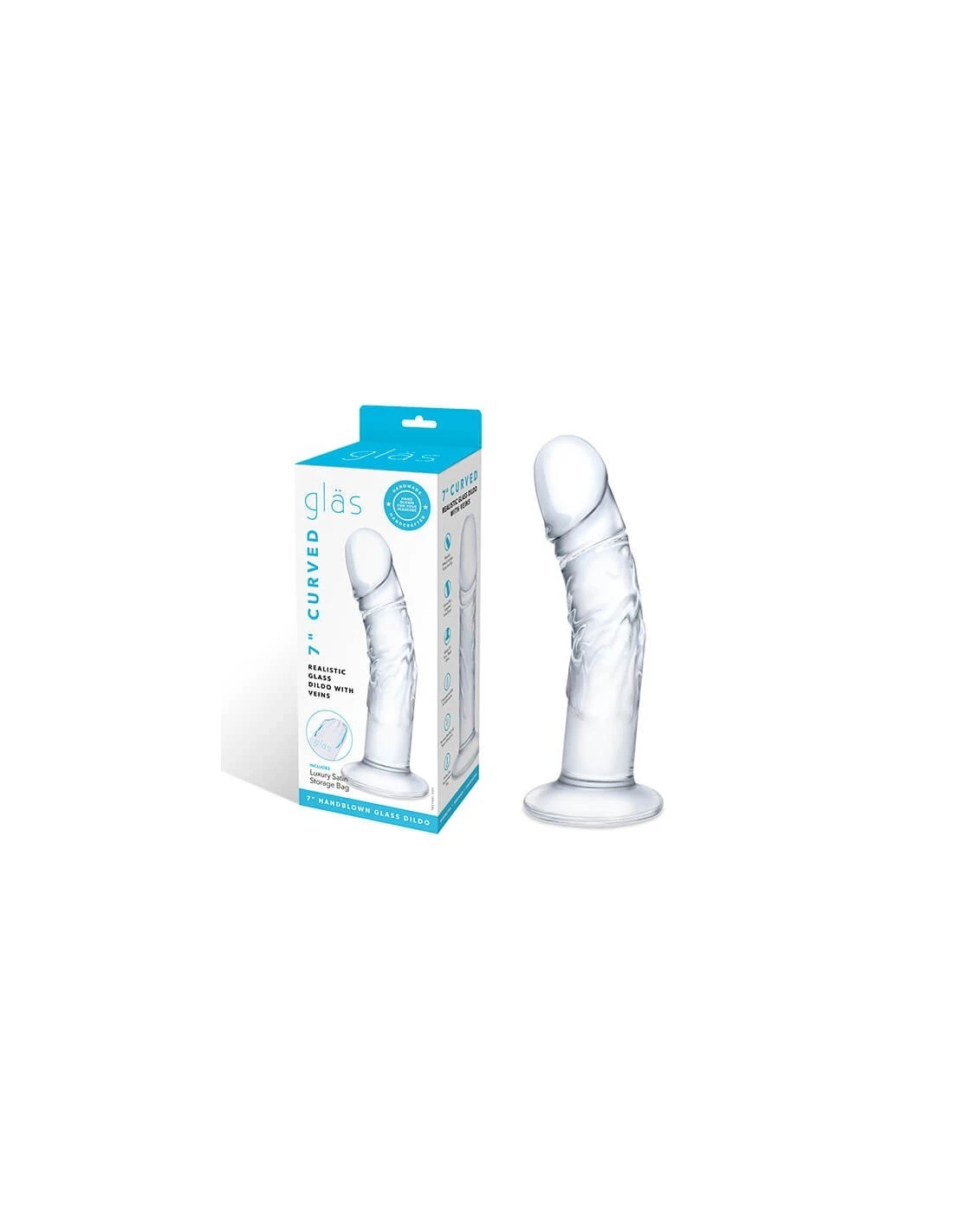 Gläs Glas Curved Realistic Glass Dildo With Veins 7 Gläs Glas Curved Realistic Glass Dildo With Veins - Afbeelding 7