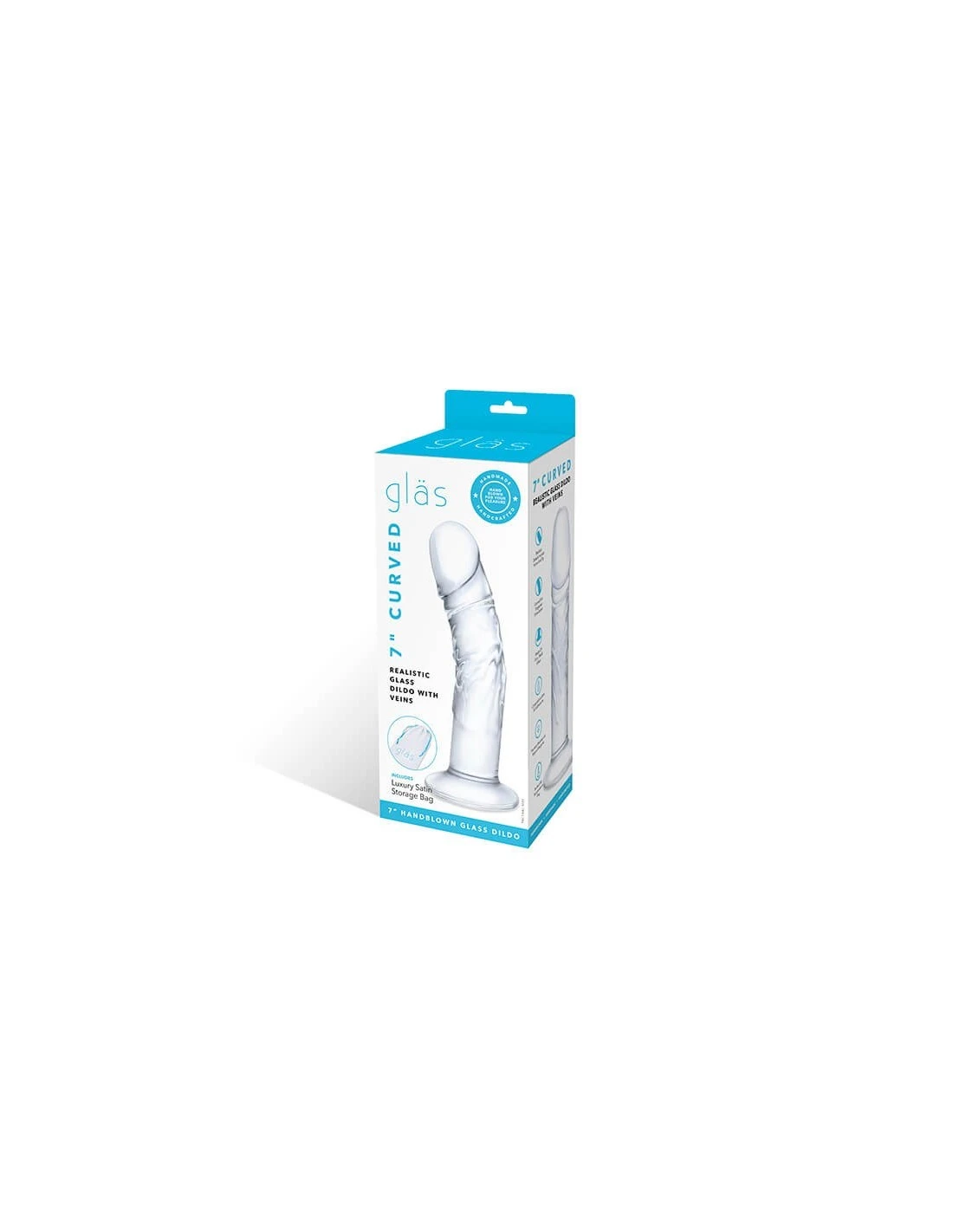 Gläs Glas Curved Realistic Glass Dildo With Veins 8 Gläs Glas Curved Realistic Glass Dildo With Veins - Afbeelding 8