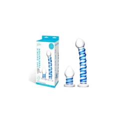 Gläs Glas Double Penetration Glass Swirly Dildo & Butt Plug Set -Aanbiedingen Masturbators Winkel glas double penetration glass swirly dildo butt plug set 6