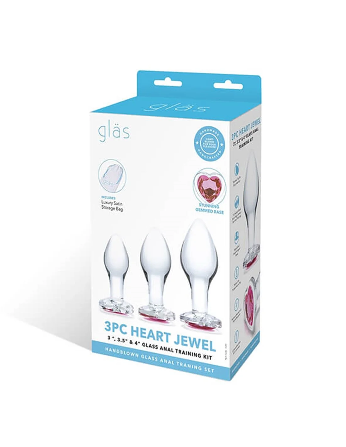 Gläs Glas Heart Jewel Glass Anal Training Kit 3 PCS 8 Gläs Glas Heart Jewel Glass Anal Training Kit 3 PCS - Afbeelding 8