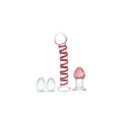 Gläs Glas Mr. Swirly 4 Pc Set With Glass Kegel Balls & Butt Plug