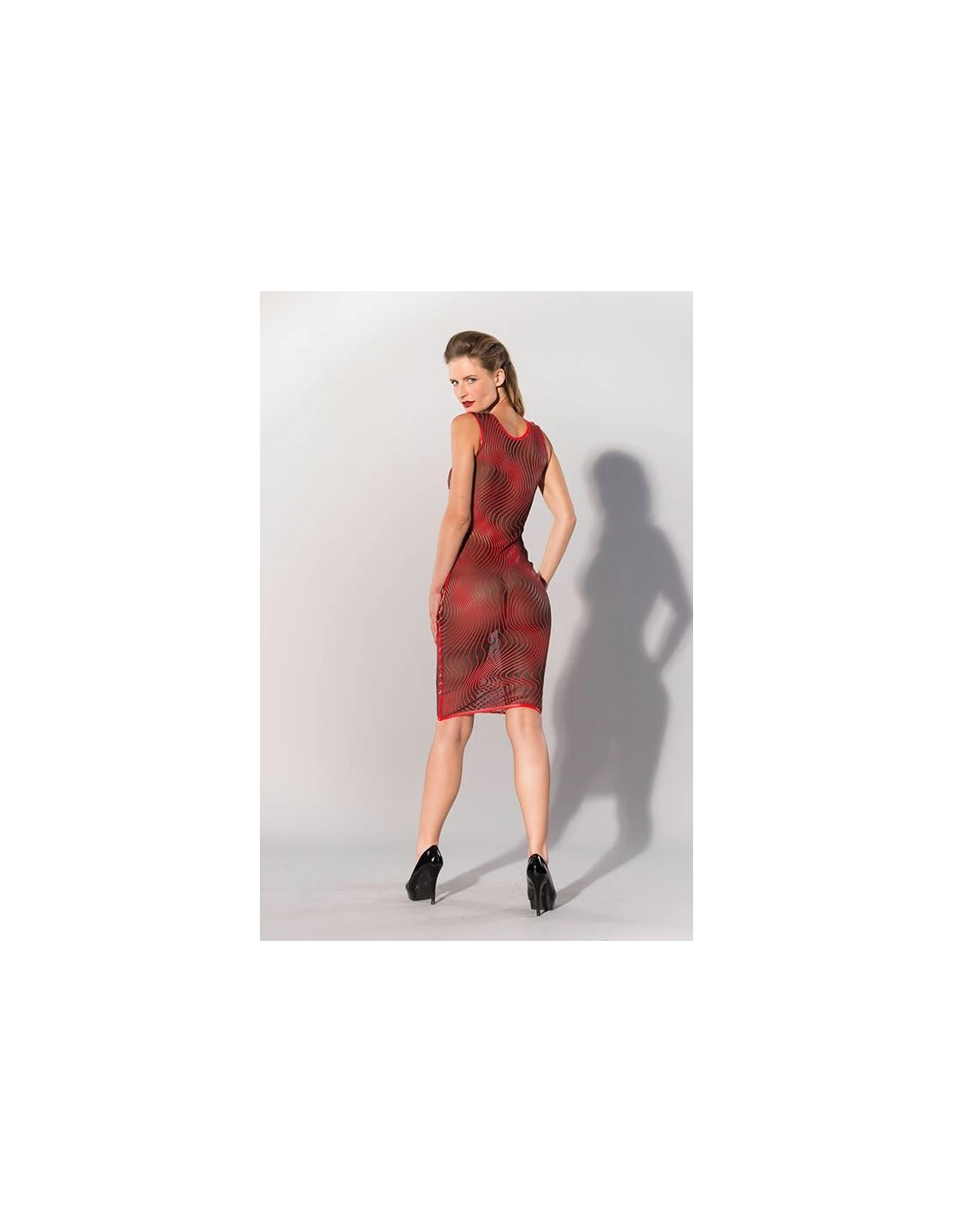 Guilty Pleasure Printed Datex Striped Dress Red L 2 Guilty Pleasure Printed Datex Striped Dress Red L - Afbeelding 2