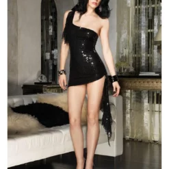 Leg Avenue Zwart Glamour Jurkje S