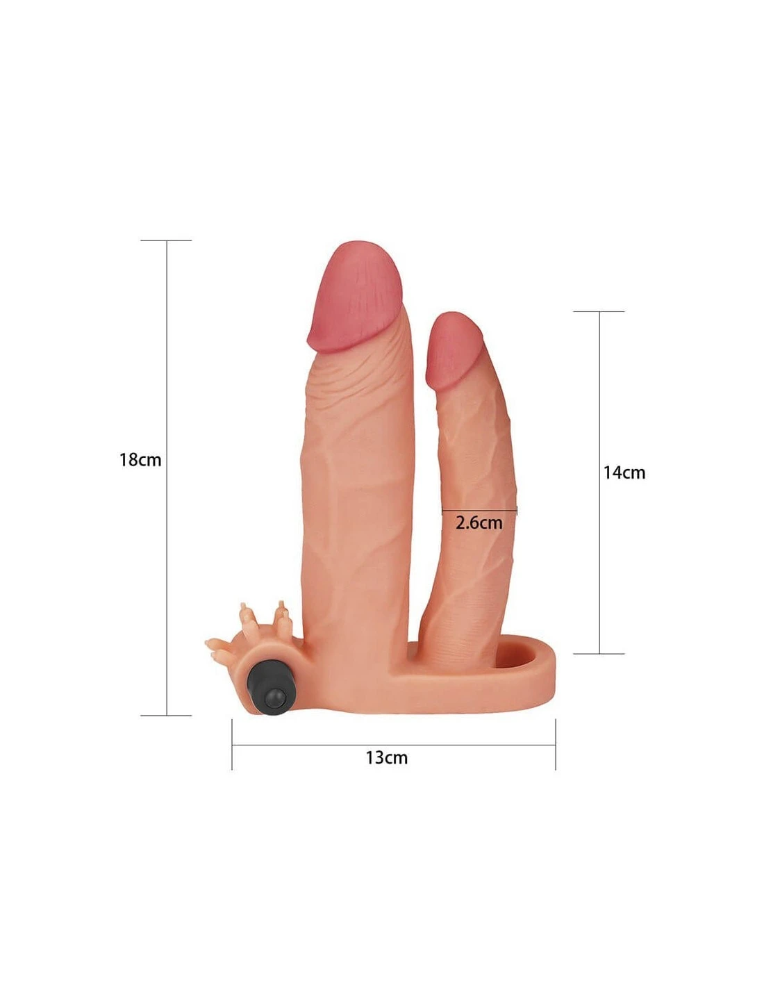 LoveToy Pleasure X Tender Vibrating Double Penissleeve 5 Cm 2 LoveToy Pleasure X Tender Vibrating Double Penissleeve 5 Cm - Afbeelding 2