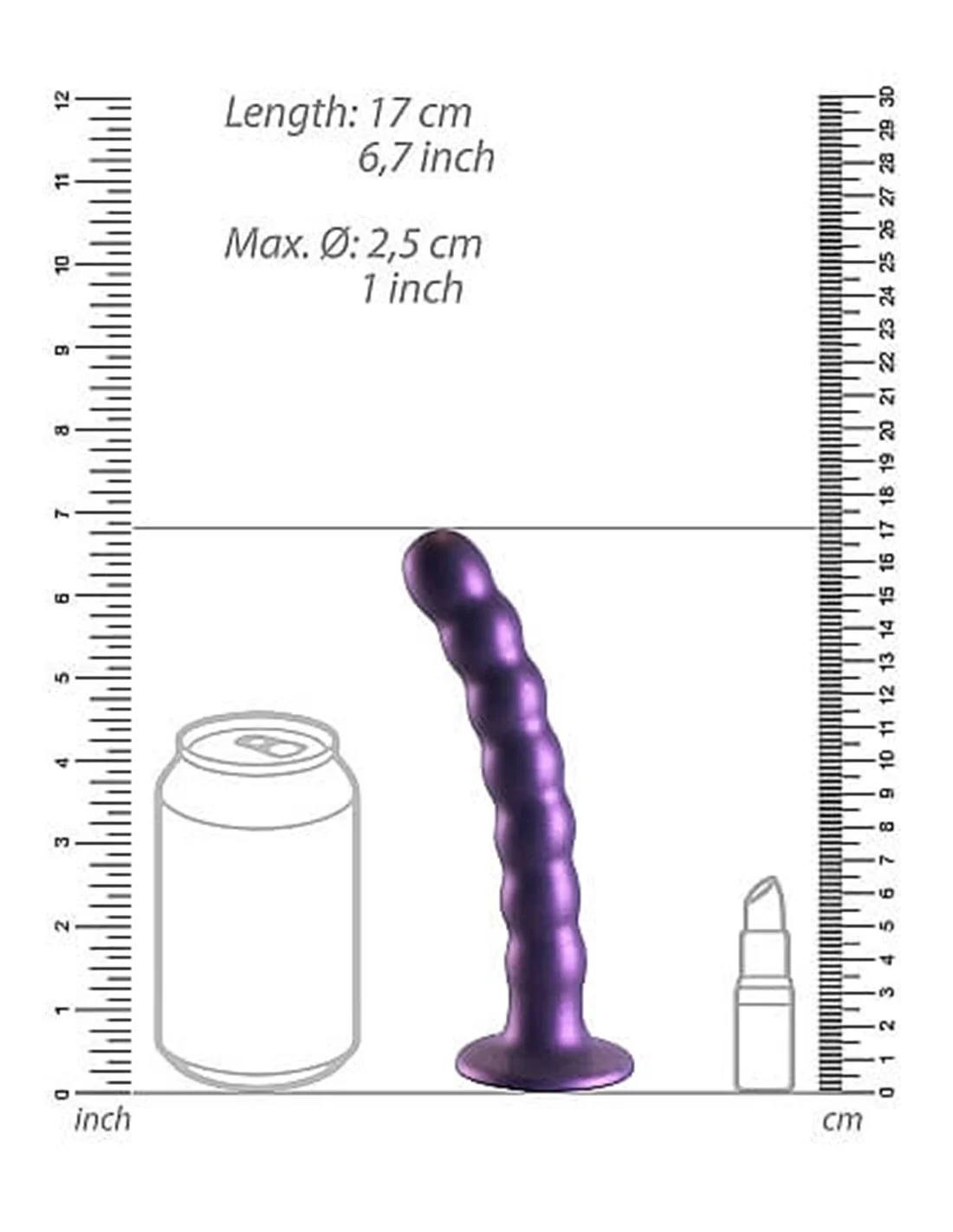 Ouch! Ouch Beaded G-spot Dildo 16.5 Cm Metallic Purple 5 Ouch! Ouch Beaded G-spot Dildo 16.5 Cm Metallic Purple - Afbeelding 5