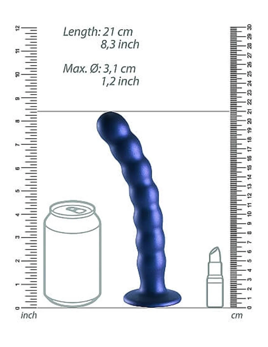 Ouch! Ouch Beaded G-spot Dildo 20.5 Cm Metallic Blue 6 Ouch! Ouch Beaded G-spot Dildo 20.5 Cm Metallic Blue - Afbeelding 6