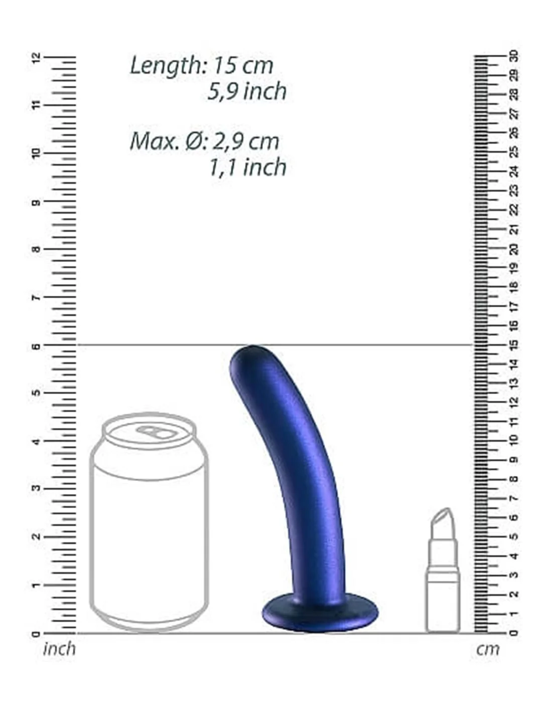 Ouch! Ouch Smooth G-spot Dildo 14.5 Cm Metallic Blue 6 Ouch! Ouch Smooth G-spot Dildo 14.5 Cm Metallic Blue - Afbeelding 6