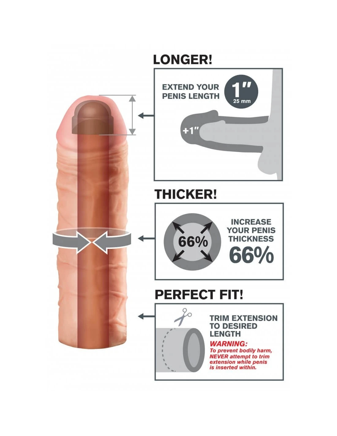 Pipedream FX Mega 1 Inch Extension 2 Pipedream FX Mega 1 Inch Extension - Afbeelding 2
