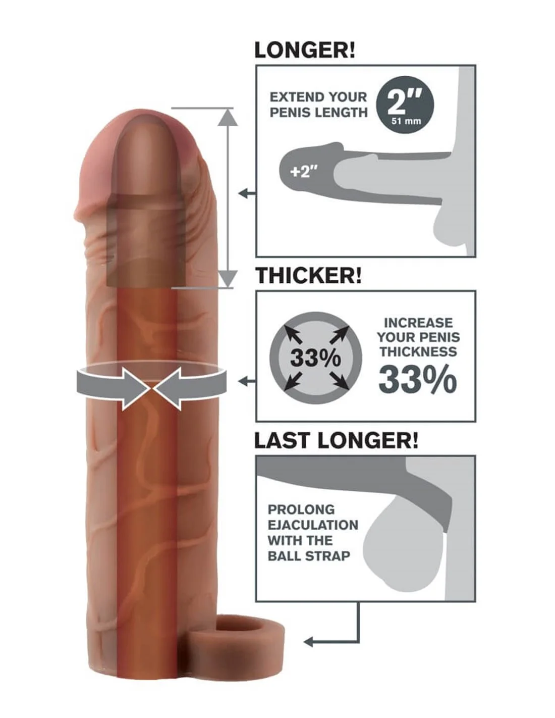 Pipedream Perfect 2 Inch With Ball Strap Brown Skin 3 Pipedream Perfect 2 Inch With Ball Strap Brown Skin - Afbeelding 3