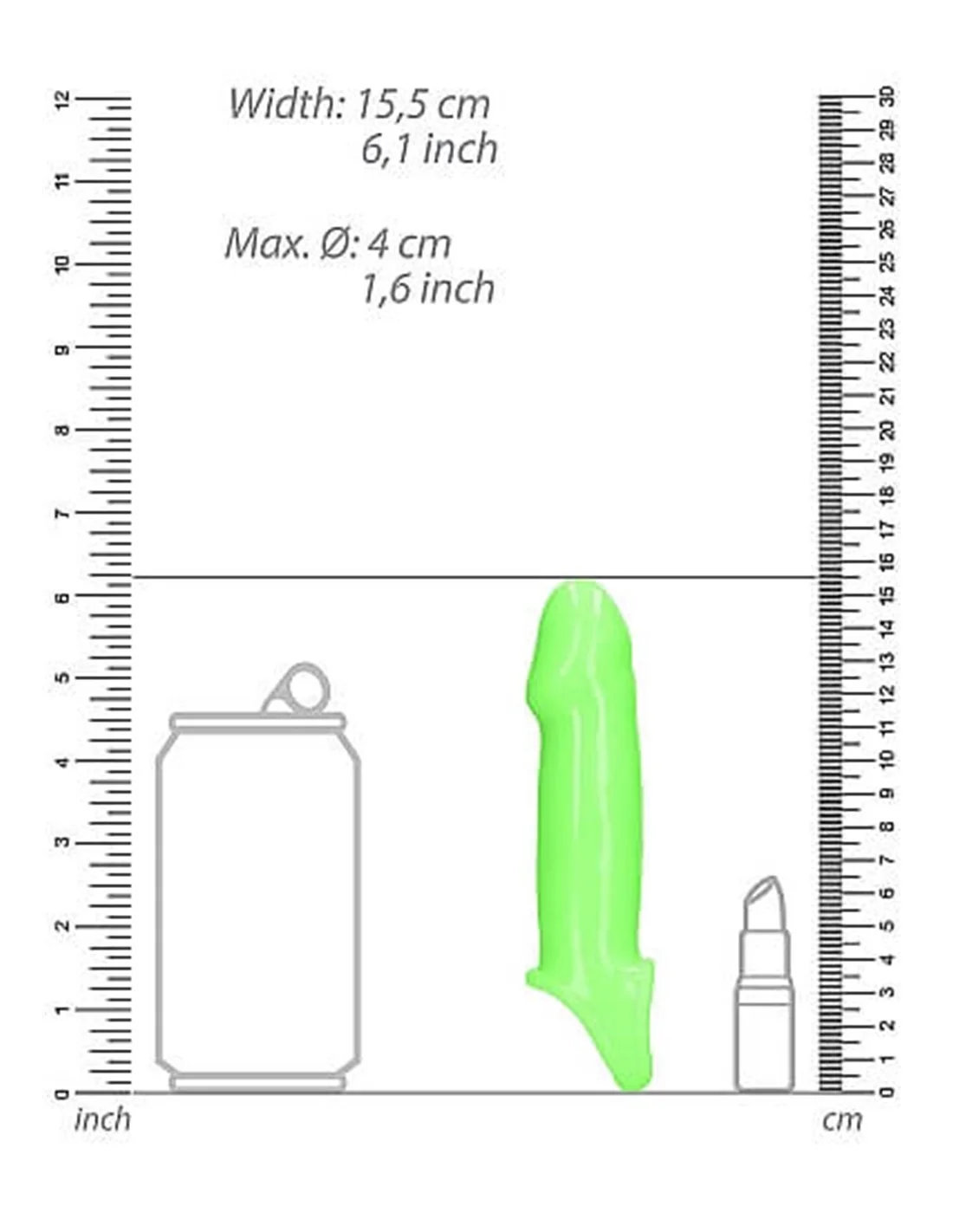 RealRock Smooth Stretchy Penis Sleeve GitD Neon Green 4 RealRock Smooth Stretchy Penis Sleeve GitD Neon Green - Afbeelding 4