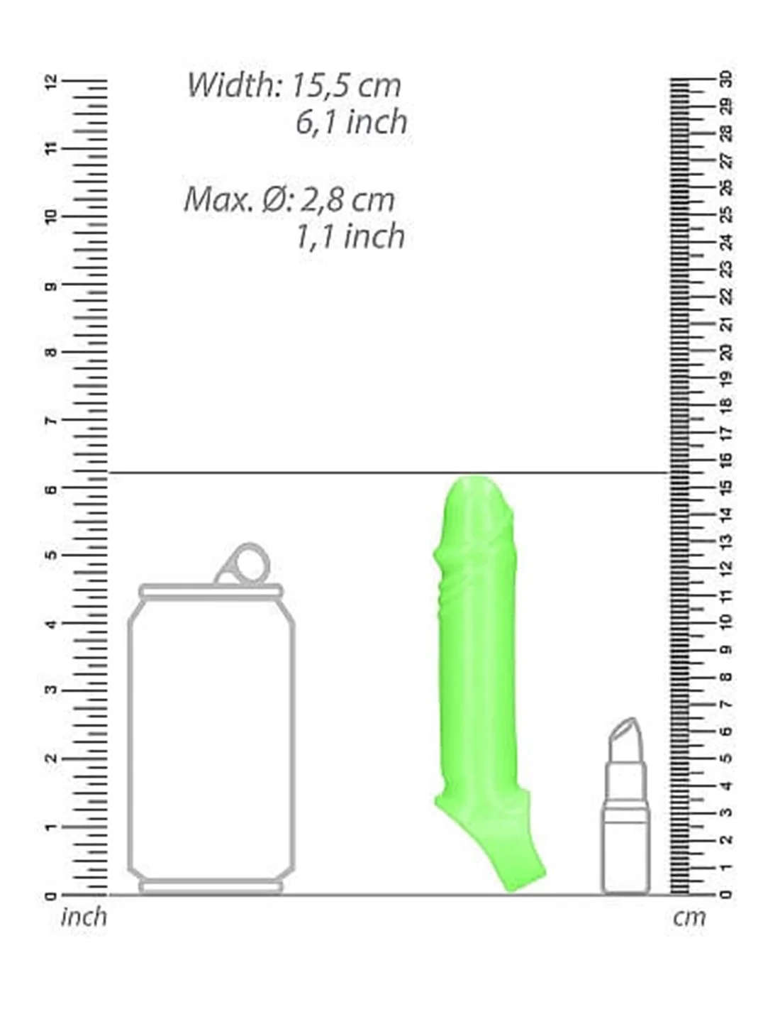 RealRock Smooth Stretchy Penis Sleeve Glow In The Dark Neon Green 4 RealRock Smooth Stretchy Penis Sleeve Glow In The Dark Neon Green - Afbeelding 4