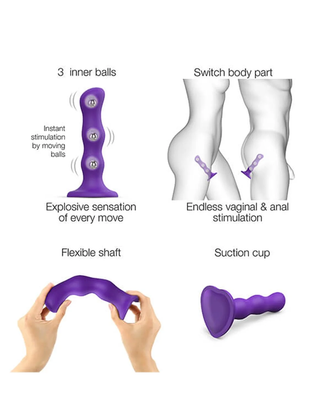 Strap-on-me Dildo Geisha Ball Purple XL 5 Strap-on-me Dildo Geisha Ball Purple XL - Afbeelding 5