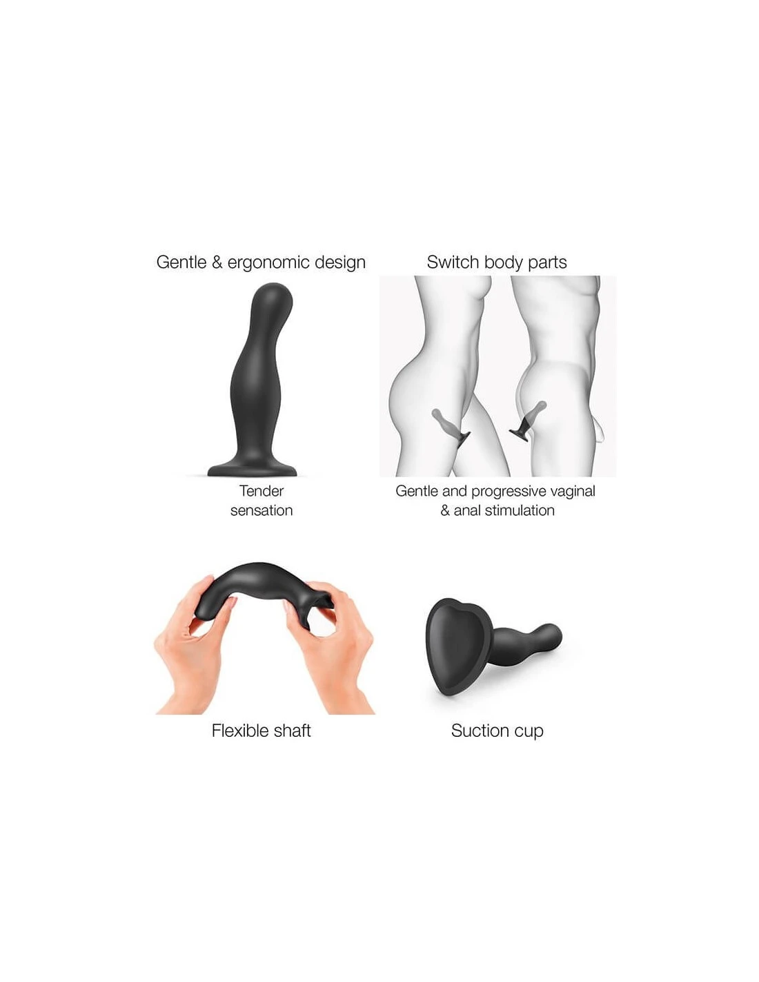 Strap-on-me Dildo Plug Curvy Black XL 3 Strap-on-me Dildo Plug Curvy Black XL - Afbeelding 3