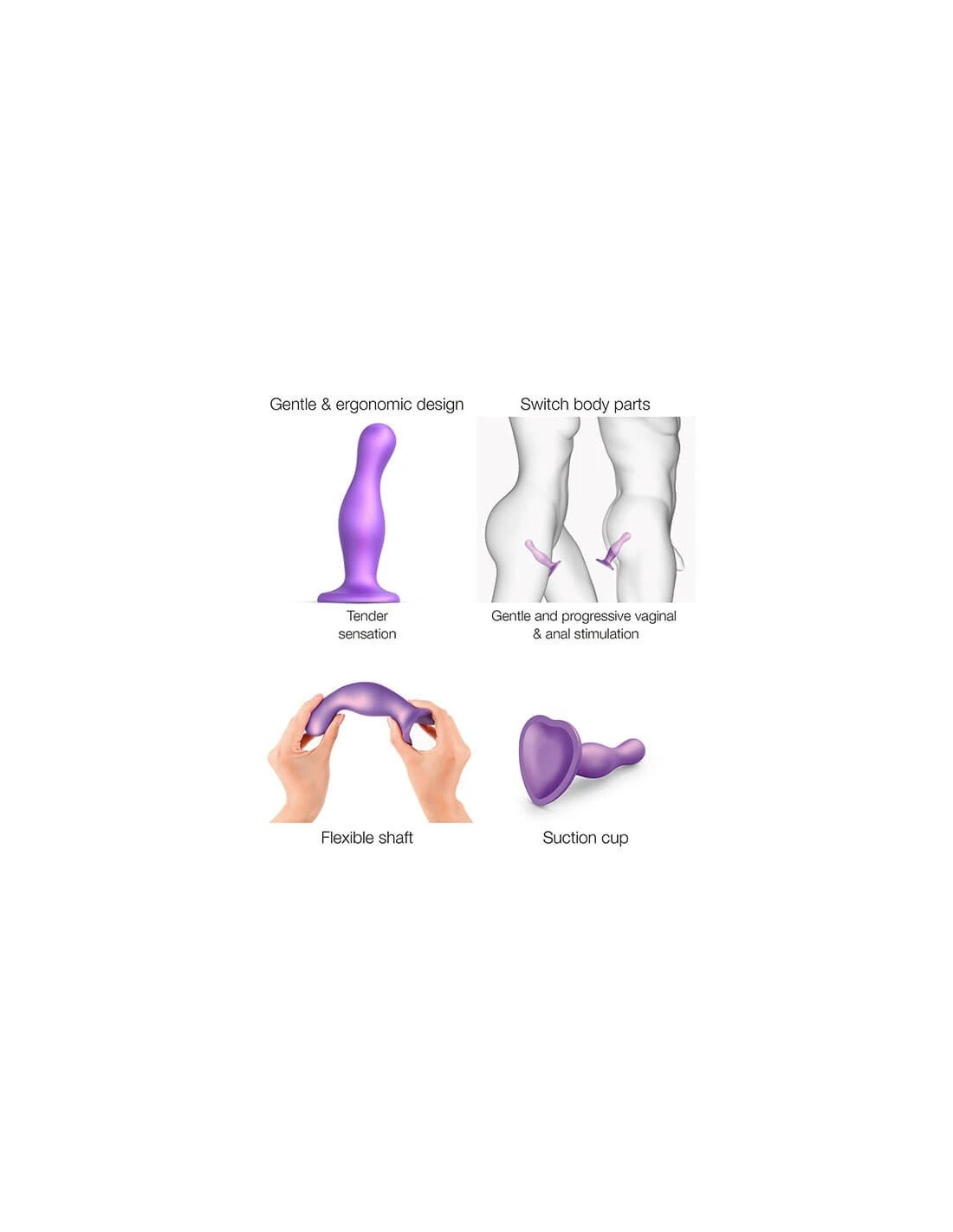 Strap-on-me Dildo Plug Curvy Metallic Purple M 3 Strap-on-me Dildo Plug Curvy Metallic Purple M - Afbeelding 3