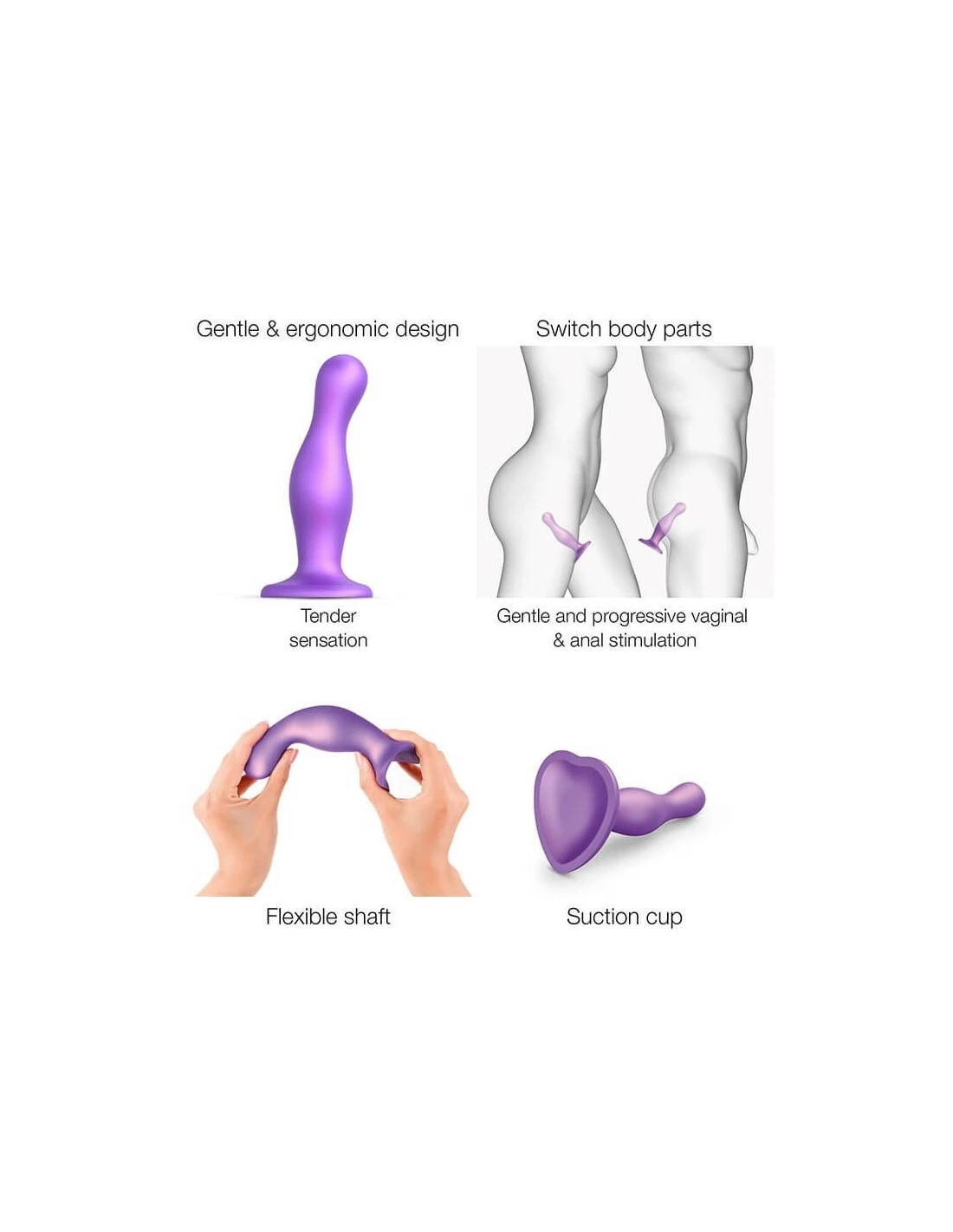 Strap-on-me Dildo Plug Curvy Metallic Purple XXL 4 Strap-on-me Dildo Plug Curvy Metallic Purple XXL - Afbeelding 4